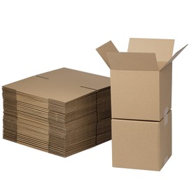 HESESOH 6x6x6 Inches Shipping Boxes Set of 40, Brown Corrugated Cardboard Box Literature Mailer for Packing Small Business