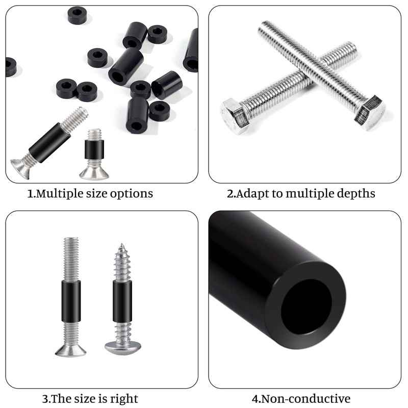 600 Pcs Electrical ABS Spacers Black Nylon Round Spacer for