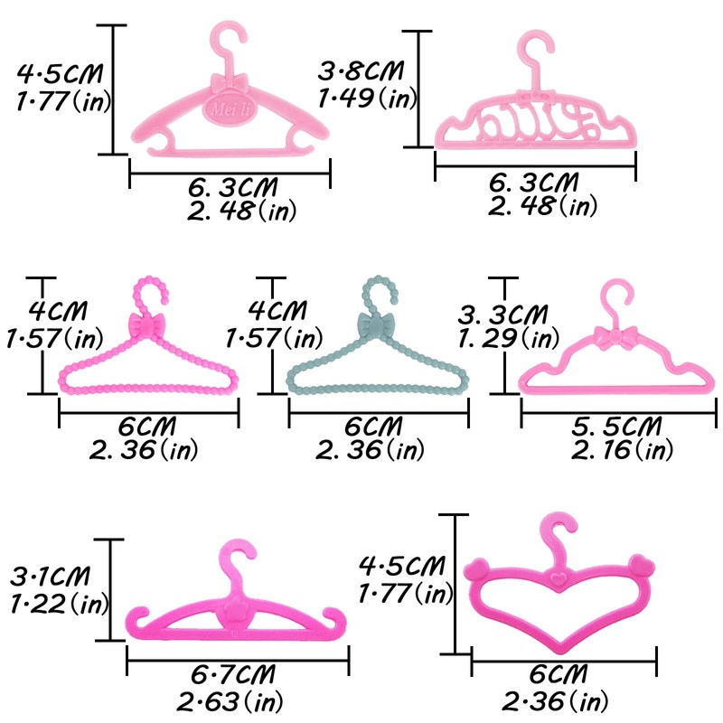 BJDBUS 80 Pcs Plastic Hangers Accessories for 11.5 inch Doll