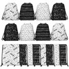 12 Pcs Black & White Sheet Music Drawstring Bag Set