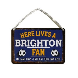 Metal Tin Sign - Brighton Football Soccer Sports - Wall Plaque Retro Vintage 18X12 Cm Decorative Sign - For Bar Pub Dining Room Kitchen Bedroom Office Garage - Funny Stylish Gift