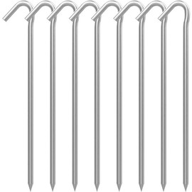 ABSUT Tent Stakes Metal Garden Edging Fence Hooks Yard Camping Stake Heavy Duty Galvanized 9 Inch 6 Gauge Tent Pegs for Tarp, Inflatable, Outdoor Christmas Decorations, 25 Pack Galvanizing Wind Resistance - Color: 9" x 8 Pcs