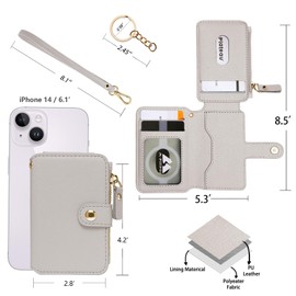 M-Plateau Wristlet Keychain, Wallet Key ring Bracelet with Wrist Wallet for Women with Key Holder Gift Box（Beige