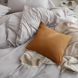 MooMee Throw Pillow Cover Pack of 2 100% Washed Cotton Linen Like Textured Breathable Durable Soft Comfy Decorative for Couch Sofa Bed Living Room (Dark Orange, 18×18 Inch)