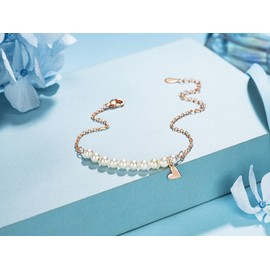 TISSGIRL 10 Year Old Gifts for Girls - Sweet Pearl Bracelet Gifts for 10 Year Olds Girls, Adjustable Pearl Bracelet, Presents for 10 Year Old Little Girls