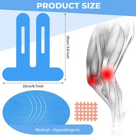 KEWUF 8 Stück PreCut Kinesiotapes Knie, knie tape, kinesiotapes knie, Kinesiotapes Vorgeschnitten Knie, Kinesiologie Tape, Ohne Shere, Wasserfestes & Elastisches Physio Tape für Knieschmerzen