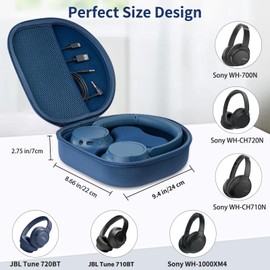 Case for Sony WH-CH720N WH-1000XM4 WH-CH700N and JBL 720BT 710BT 760 NC 770 NC Wireless Noise Cancelling Headphones, Travel Case Carrying Cover Bag with Removable Inner Support (Dark Blue)