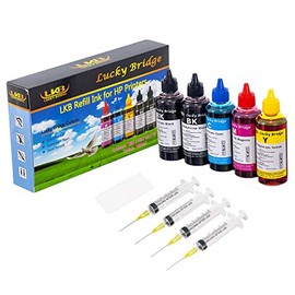 LKB Refill Ink Kit 6x100ml for HP 950 951 60 61 952 902 901 61 60 62 63 21 22 920 940 934 564 932 933 711 970 971 92 94 95 96 97 Cartridge or CIS CISS System 4 Color Set (600ml) -US