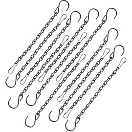 12 Pack 9.5 Inch Hanging Chain Garden Plant Hangers for Bird Feeders, Billboards, Bird Houses, Planters, Chalkboards, Lanterns, Wind Chimes, and Decorative Ornaments (Black)