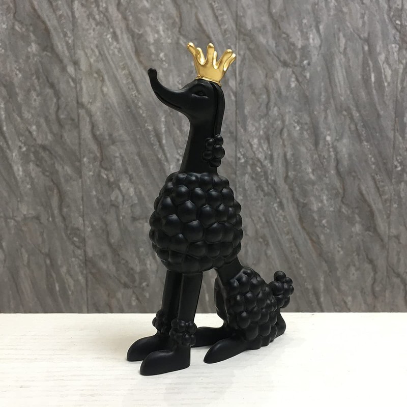 Artgenius Golden Crown Black Poodle Figurine,Small (Black)