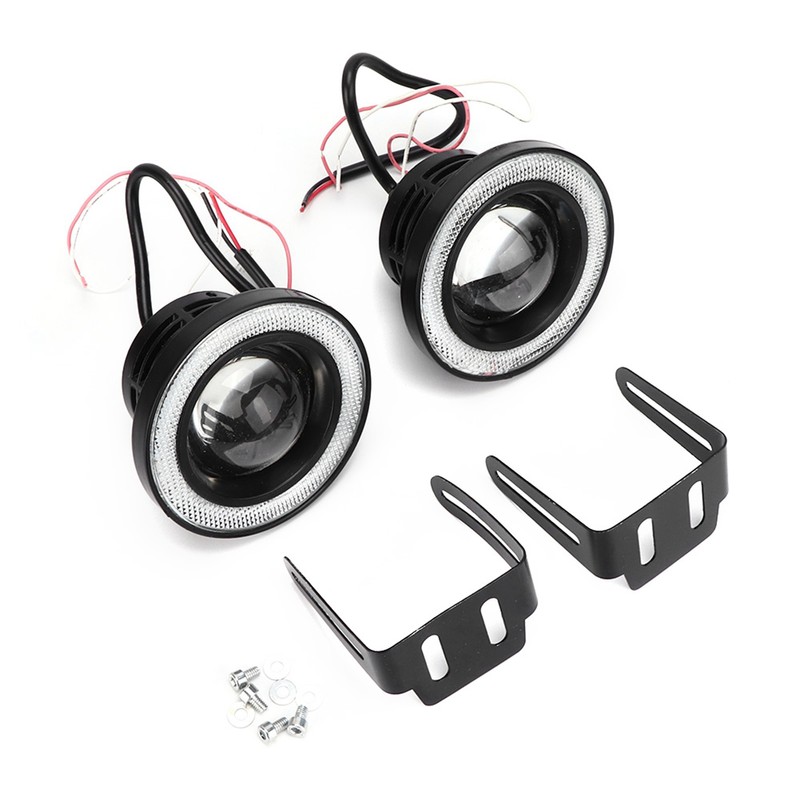 Pair 3.5in LED Fog Lights Angel Eyes with COB Universal