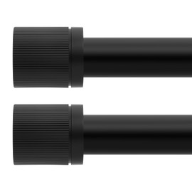 HTZON Black Curtain Rods for Windows 48 to 84:Modern Decorative Curtain Rod for Bedroom Living Room,Heavy Duty Adjustable Telescoping Single Drapery Rods Set Easy Install,Matte Black Iron 2Pack 36-88"