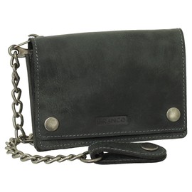 Luxury Leather Biker Wallet with Chain - 13.5 cm - in Black / Brown / Beige, black