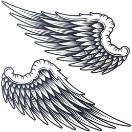 1Pair Large Temporary Tattoo Sticker for Women Men Angel Wings Waterproof Temporary Tattoos for Concert Party (Size 21cm x 22cm)