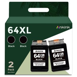 Ankink Remanufactured Ink Cartridge Replacement for HP 64XL (Black 2-Pack) 64 Ink XL hp64 hp64xl use with 7858 7855 7120 7155 7158 7164 6255 6252 6232 Envy Inspire 7955e Tango X Printer