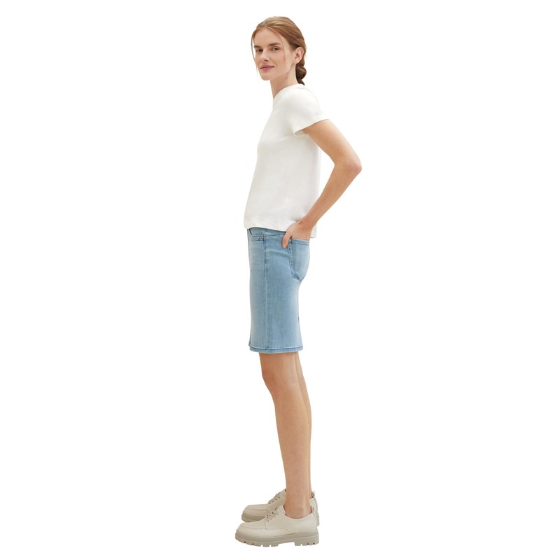 TOM TAILOR Women's Denim Skirt with Drawstring, 10142 Light Stone