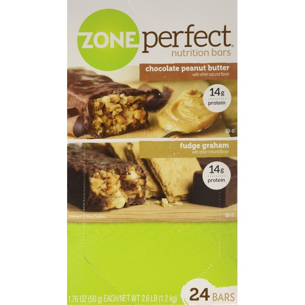 ZonePerfect Nutrition Bars, Fudge Graham/Chocolate Peanut Butter Combo. 1.76 OZ, 24 Bars