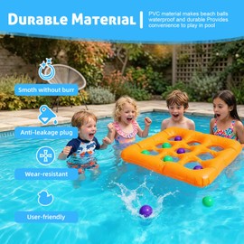 Inflatable Tic Tac Toe Pool Game for Adults & Kids – Giant Floating Board with 10 Extra Thick Balls for Outdoor Beach, Lawn, Backyard & Pool Party – Family Summer Toys Games Set for 2-10 Players