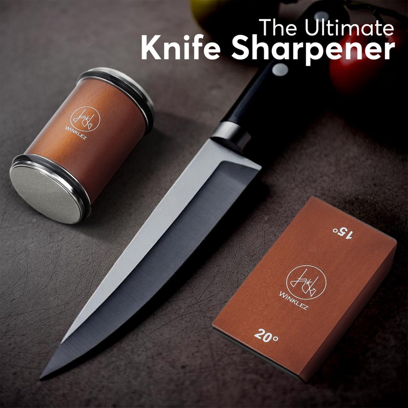Rolling Knife Sharpener with Diamond and Ceramic Discs, Kitchen Knife