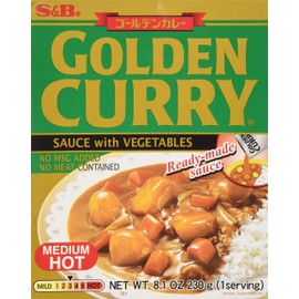 S&B Golden Curry Sauce with Vegetables, Medium Hot, 8.1 oz