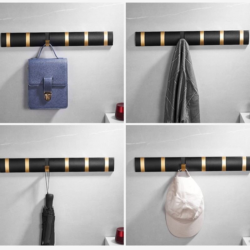 Thickened Invisible Hook 5 Hook Wall Mounted Coat Rack Folding