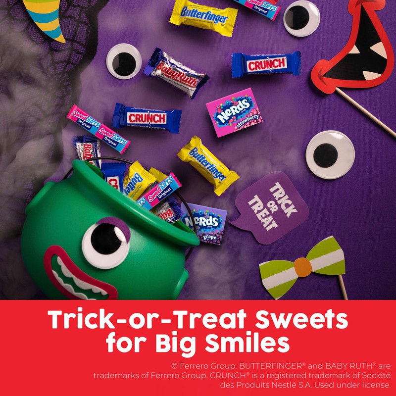 Butterfinger, CRUNCH Baby Ruth, Nerds, SweetTarts, Minis, Fun Size Assorted