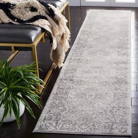 Safavieh Brentwood Collection Runner Rug - 2' x 9', Grey & Ivory, Oriental Trellis Design, Non-Shedding & Easy Care, Ideal for High Traffic Areas in Living Room, Bedroom (BNT800F)