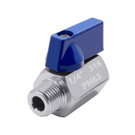 Beduan 1/4" Mini Ball Valve, 316 Stainless Steel Female x Male NPT Thread Shut-Off Valve(Pack of 1)