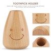 Fdit Cute Smiling Face Wooden Toothpick Cylinder Box Holder Outlet