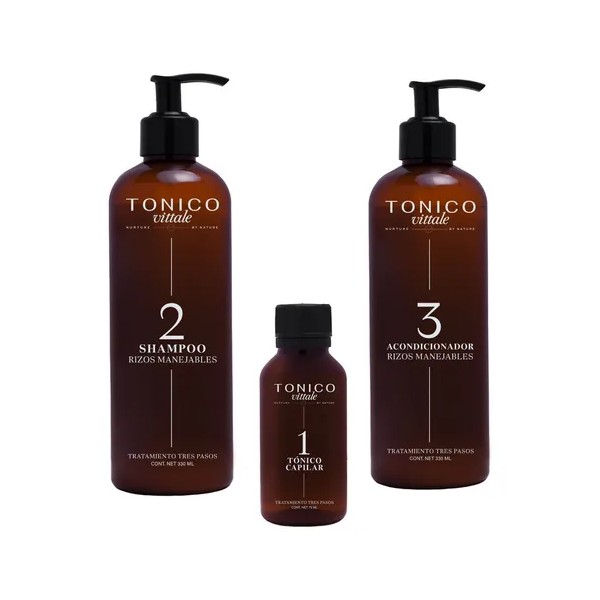 Kit 3 Totale Para Cabello Rizado Vittale Reparador Protector