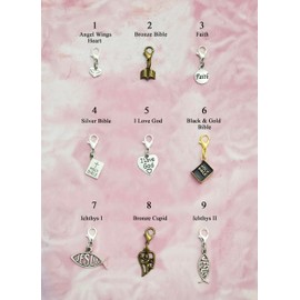 Religious Zipper Pull Charms, Crosses, Bible Charms, Devout, Holy Clip On Charms, Religious Jewelry. Your choice! (3) Faith)