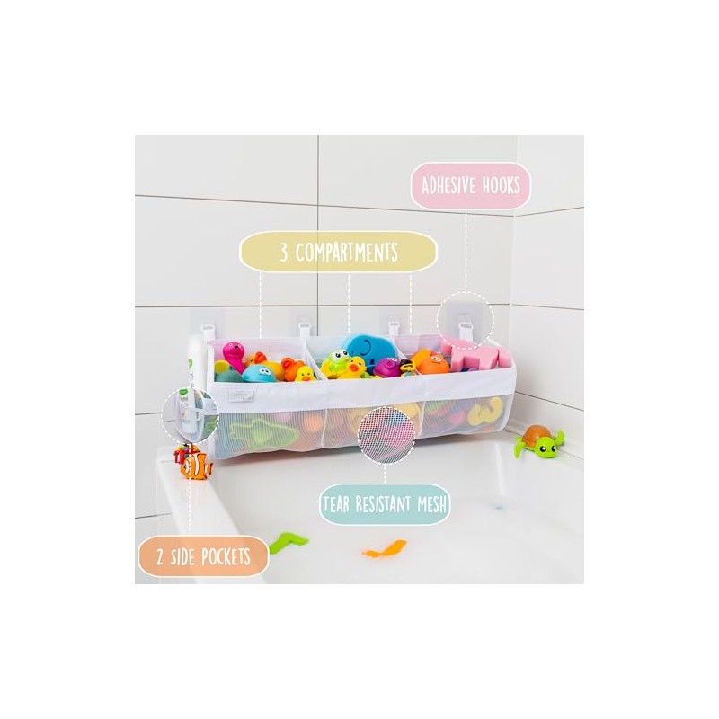 Comfylife Large Bath Toy Organizer with Letters and Numbers –