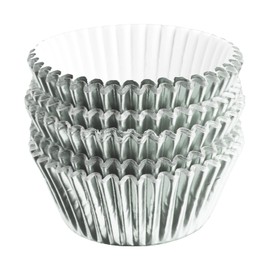 Rumyve 100 Pcs Disposable Baking Cups,Foil Metallic Cupcake Cases,Muffin Liners for Christmas Birthday Wedding Holiday Party(Silver)