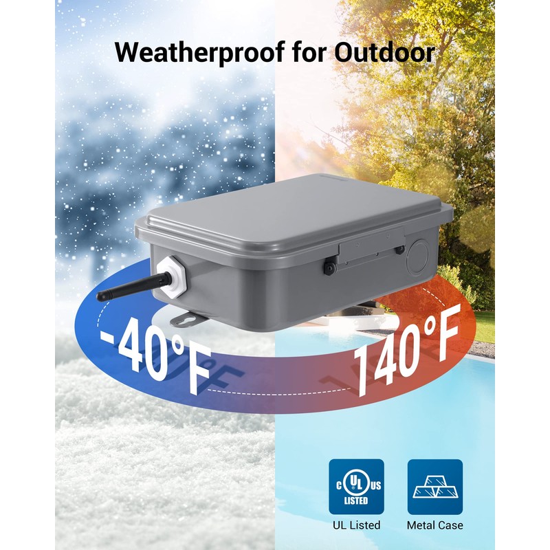 DEWENWILS Pool Pump Timer, Outdoor Wi-Fi Box, Heavy Duty 40A