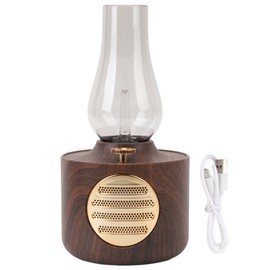 Retro Kerosene Lamp Bluetooth Speaker Vintage Lantern Bluetooth5.0 Speaker Decorative Desk Lamp Speaker for Bedroom Wood Grain Color