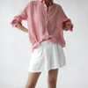 Seaside Tones Linen Striped Shirt - Red, L/XL