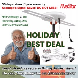 For Channel Master, For Five Star Must-Have! Amplified Omni HDTV Antenna 4K 1080P 360° Indoor Outdoor RV Attic