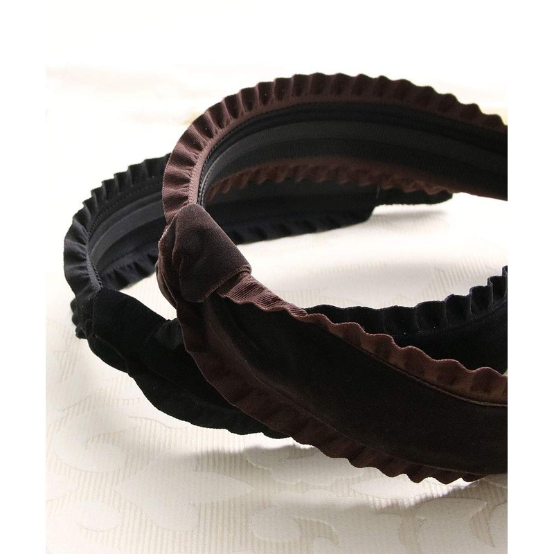 VINGTAINE HK-238-BK- Frilled Velvet Headband Hair Access, Elegant, Simple, Cute
