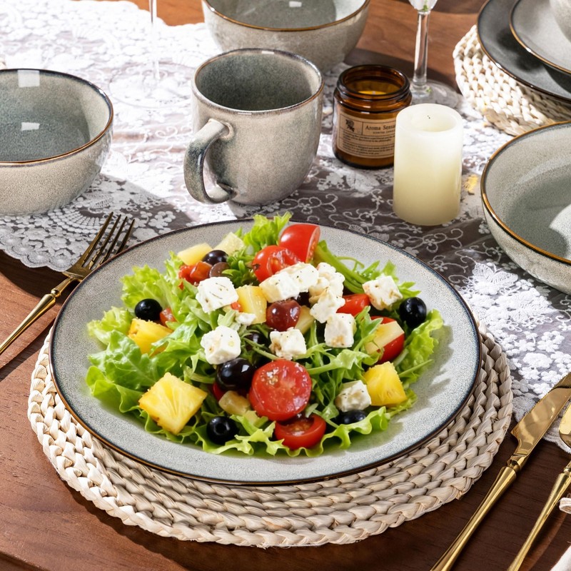 GBHOME Ceramic Dinnerware Sets for 6, 18 Pieces Stoneware Plates