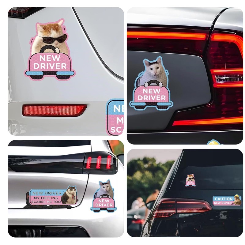 BIVYAX Set of 4 Learner Drivers Stickers, Magnetic Sign for