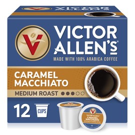Victor Allen's Coffee Caramel Macchiato Flavored, 12 Count, Medium Roast, Single Serve Coffee Pods for Keurig K-Cup Brewers