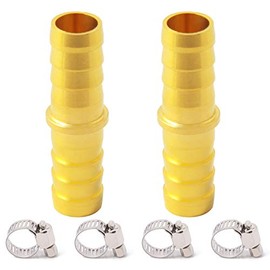 Metaland Brass 5/16" Hose Barb Splicer Mender Euqal Barbed Coupler Round Union Adapter (Pack of 2)