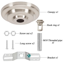 SHENGQINGTOP Heavy Duty Light Fixture Canopy Kit 5.3 Inches Diameter & 5.9 Feet Chain Ceiling Mounting Hardware for Pendant Light, Chandelier or Swag Light Fixtures, Brushed Nickel