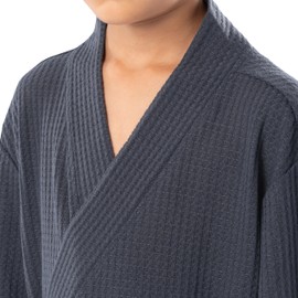 Fruit of the Loom Boy's Classic Waffle Robe, Monument Grey, 10/12
