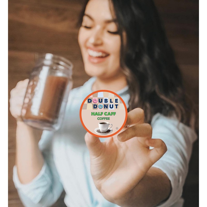 Double Donut Coffee Half Caff Coffee Pods, Single Serve Half