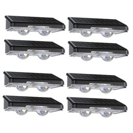 Quntis Luces Solares Exterior 8Pcs, 11 Modos de Color (Blanco Cálido/Frío/RGB) Lámpara Pared, Lámpara Solares LED Exterior Jardin, Encendido/Apagado Automático Luz Solares para Patio Pasillo Cochera