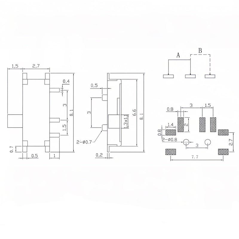 Gikfun Micro Slide Switch Toggle Switch SMD On/Off 7 Pin