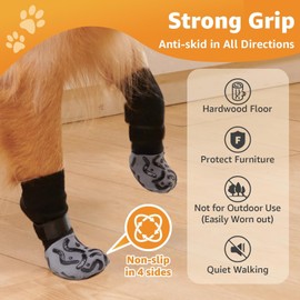 Grippy Non-Slip Dog Socks to Prevent Licking Paws - Strong Traction for Hardwood Floors, Senior Dogs, Paw Protector, Prevent Scratching, Thick Anti Slip Dog Socks (X-Small-4Pack)