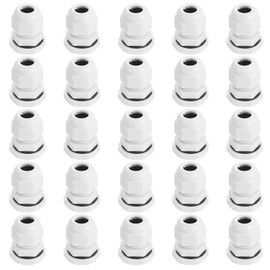 Faankiton 25PCS PG9 Adjustable Cable Connectors, Waterproof Nylon Cable Protectors with Locknut, White