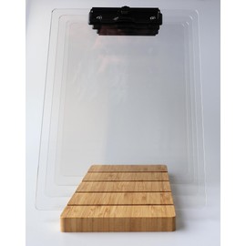 Clipboard with Stand,Clear Acrylic Freestanding Clipboards Bulk with Pen Holder,Document Typing Paper Stand,Menu Display Board,Receipt Holder (4-Pack 8.5"×11")